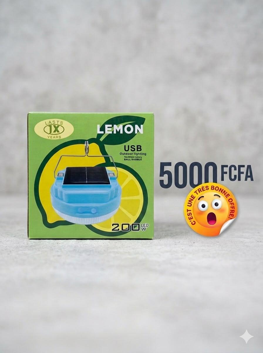 Ampoule Solaire Suspendue LEMON Rechargeable USB avec Batterie Lithium